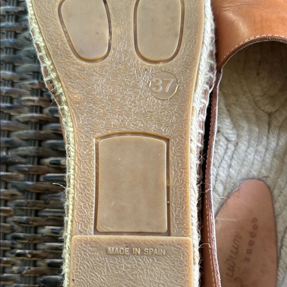 Tan Leather Espadrille Slip-On Flats Jute Sole Made in Spain Women’s size‎ 6.5